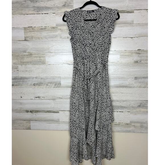 BTFBM Women’s Small Green Floral Maxi Dress Summer Vacation Ruffle Sleeve V-Neck - Picture 2 of 7